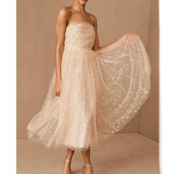Joanna August Dresses & Skirts - BHLDN x Joanna August Brenda Star Midi Dress Size 2 Champagne Tulle Formal Prom